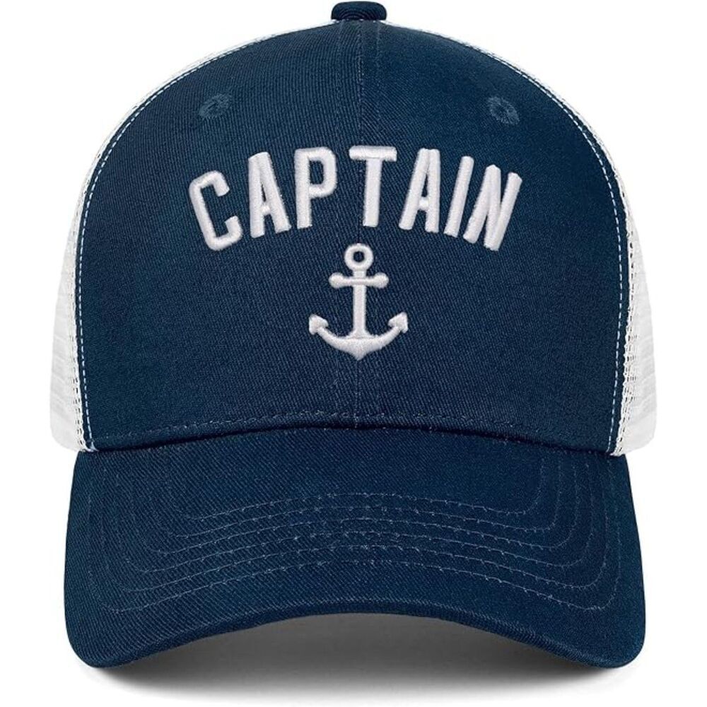 Unisex Dark Navy Captain Embroidery Adjustable Size Classic Hunting Baseball Cap